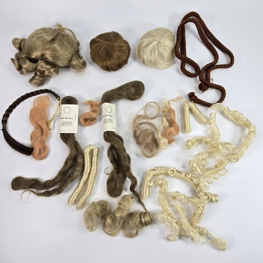 Antique Vintage Doll Hair Pieces Wigs Lot